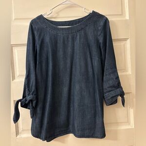 Women's Denim Top with Tie Sleeves